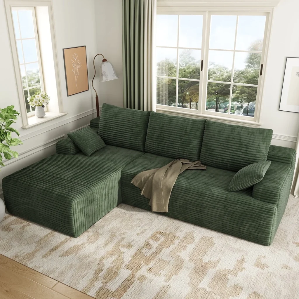 101 Sectional Sofa Back Cushion Modern L Shaped Modular Cloud Couch Unique Chenille Fabric Couches Sofas Living Room Bedroom Compression Sofa Assembl — close-up detail of design and finish