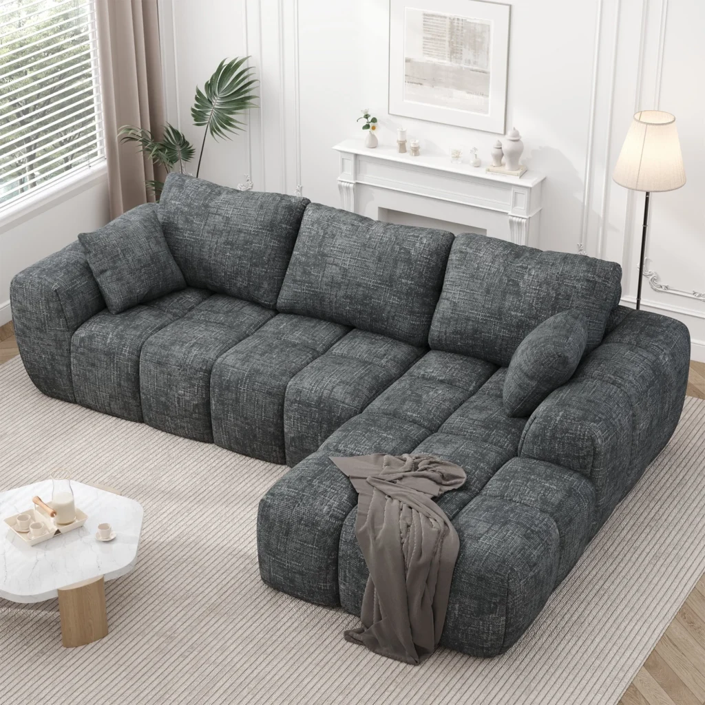 101 Sectional Sofa Back Cushion Modern L Shaped Modular Cloud Couch Unique Chenille Fabric Couches Sofas Living Room Bedroom Compression Sofa Assembl