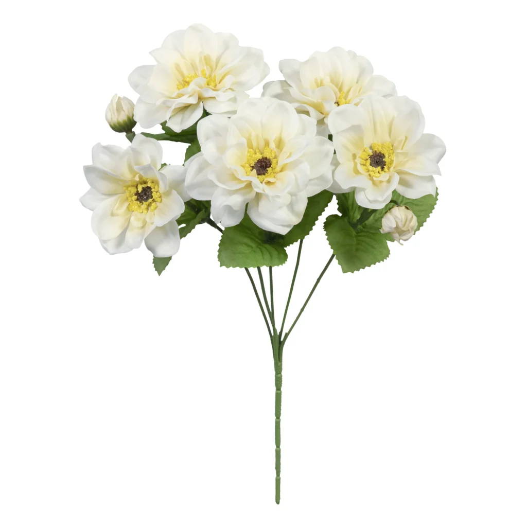 Mainstays Faux Dahlia Floral Arrangement – Realistic Look in Glass Vase β close-up detail of design and finish