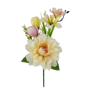 11 in H x 6 5 in W x 6 5 in D Mainstays Faux Dahlia in Glass Vase 3 5 3 5 4 75