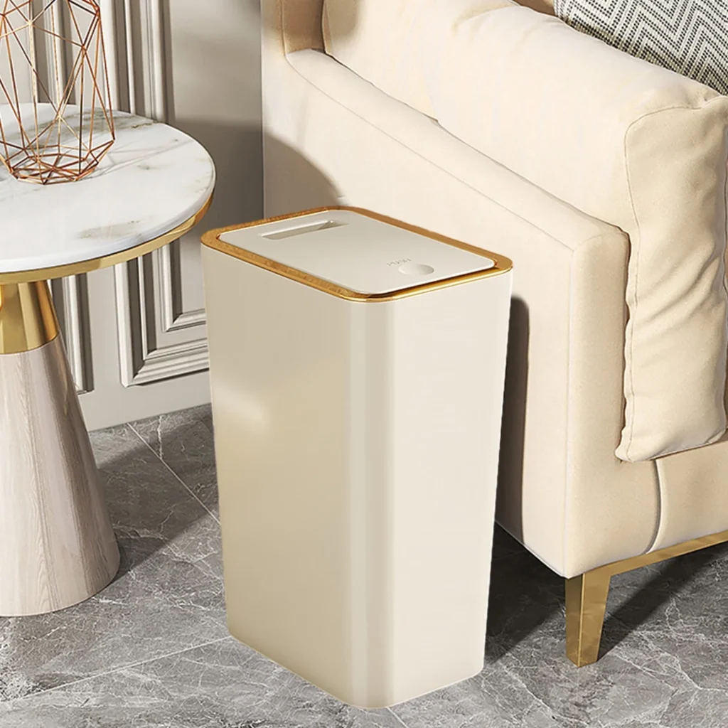 Slimline Pop-Up Lid Bathroom Trash Cans – 2 Pack Space-Saving Set — alternate angle showing full product