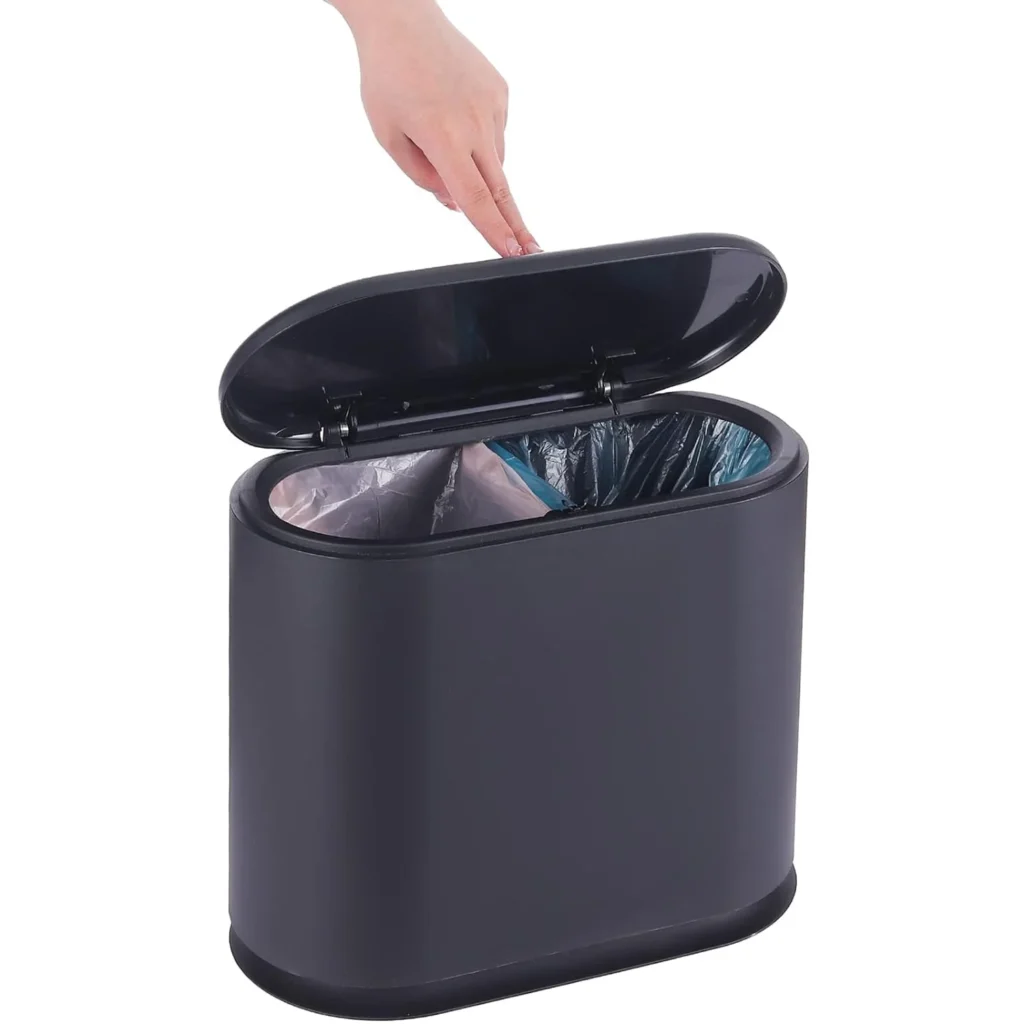 2 Pack Bathroom Trash Can Lid 3 Gal 12 L 2 7 Gal 10L Garbage Can Pop Up Lid Small Spaces Plastic Trash Can Slim Trash Bin Waste Basket Bathroom Rv Of