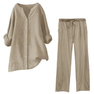 2 Piece Sets Women Summer Linen Outfits Short Sleeve V Neck Button Drawstring Shorts Sets Matching Loungewear Travel Beach Vacation Clothes Recent Or