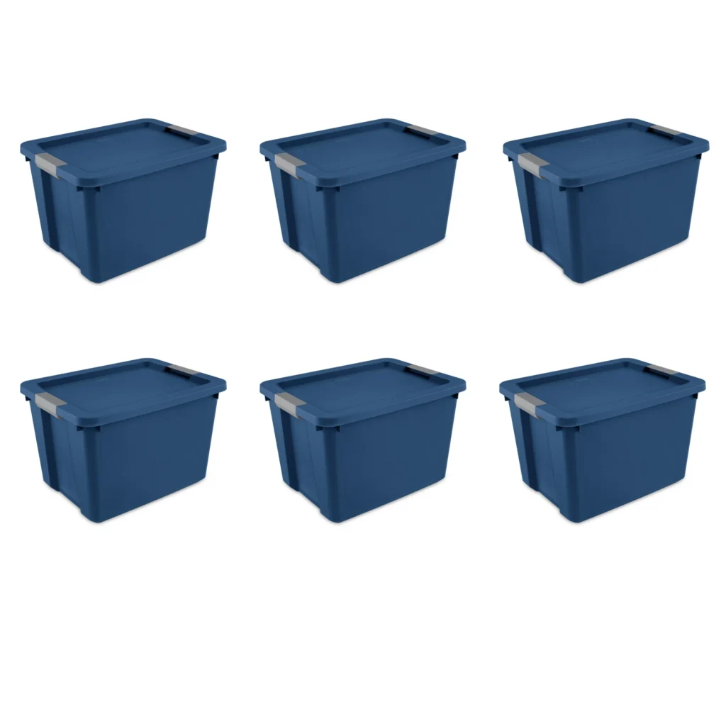 Durable 20 Gallon Latch Tote – Secure Storage in True Blue β close-up detail of design and finish