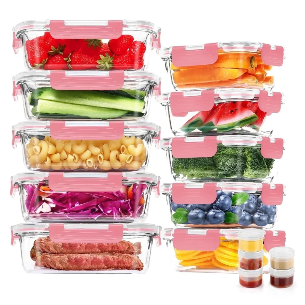 20Pcs Glass Food Storage Containers with Lids Airtight Meal Prep Container Set for Lunch Leak Proof