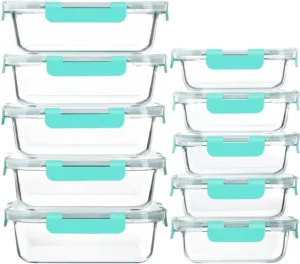 20Pcs Glass Food Storage Containers with Lids Airtight Meal Prep Container Set for Lunch Leak Proof