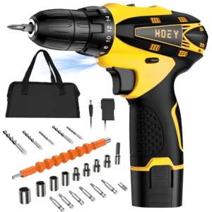 21V Cordless Drill Set Electric Power Drill 34Pcs 3 8 Inch Keyless Chuck 25 3 Clutch Compact Driver Drill Work Light Max torque 45Nm 2 Variable Speed