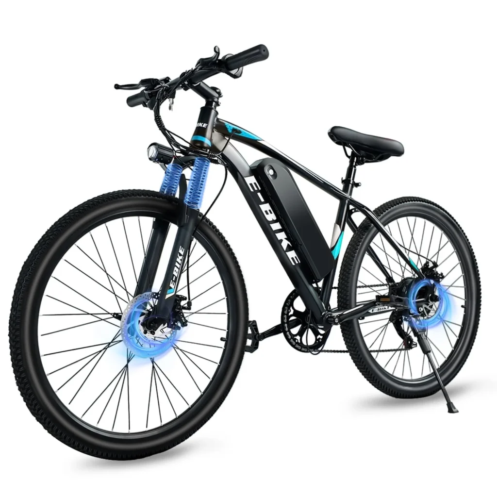 26 Electric Bike Adults Peak 500W Brushless Motor 40Miles 20MPH Commuting Electric Mountain Bike 360Wh Removable Battery 7 Speed 26 Tires Front Fork