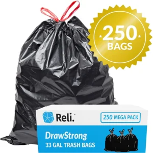 30 33 Gallon Trash Bags Heavy Duty 75 Cout 32 x39 Black Garbage Can Liners for Kitchen Lawn and Leaf Outdoor Storage