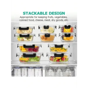 34pcs Glass Food Storage Containers Lids Set Airtight Meal Prep 17 17 Lids Leak Proof Lunch BPA Free Microwave Oven Freezer Dishwasher Safe