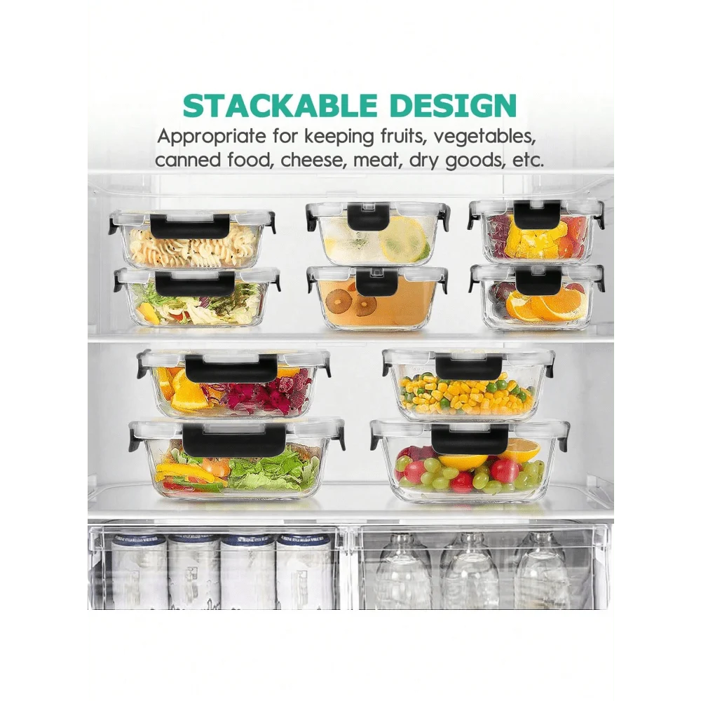 FreshLock 34pc Glass Food Storage Containers – Airtight Meal Prep Set β alternate angle showing full product