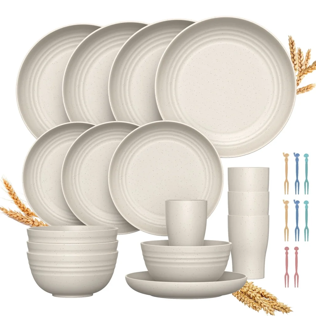 Wheat Straw 36-Piece Unbreakable Dinnerware Set – Black Eco-Friendly β close-up detail of design and finish