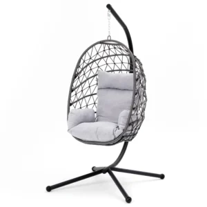 360 Swivel Hammock Swing Chair with Stand Comfortable Hanging Chair with Cushions Dark Gray