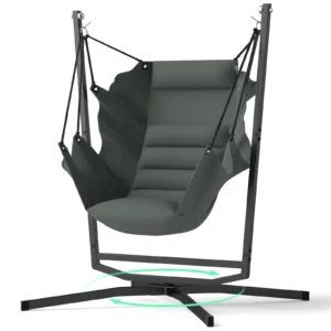 360 Swivel Hammock Swing Chair with Stand Comfortable Hanging Chair with Cushions Dark Gray