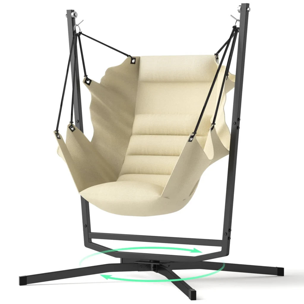 360 Swivel Hammock Swing Chair with Stand Comfortable Hanging Chair with Cushions Dark Gray — close-up detail of design and finish