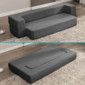 5 in 1 Folding Convertible Sofa Bed 79 Corduroy Floor Couch Futon Pull Out Sleeper Loveseat Modular Boneless Sofa for Living Room Bedroom Grey
