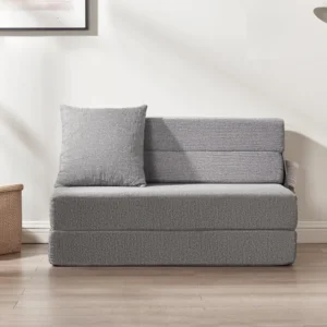 5 in 1 Folding Convertible Sofa Bed 79 Corduroy Floor Couch Futon Pull Out Sleeper Loveseat Modular Boneless Sofa for Living Room Bedroom Grey