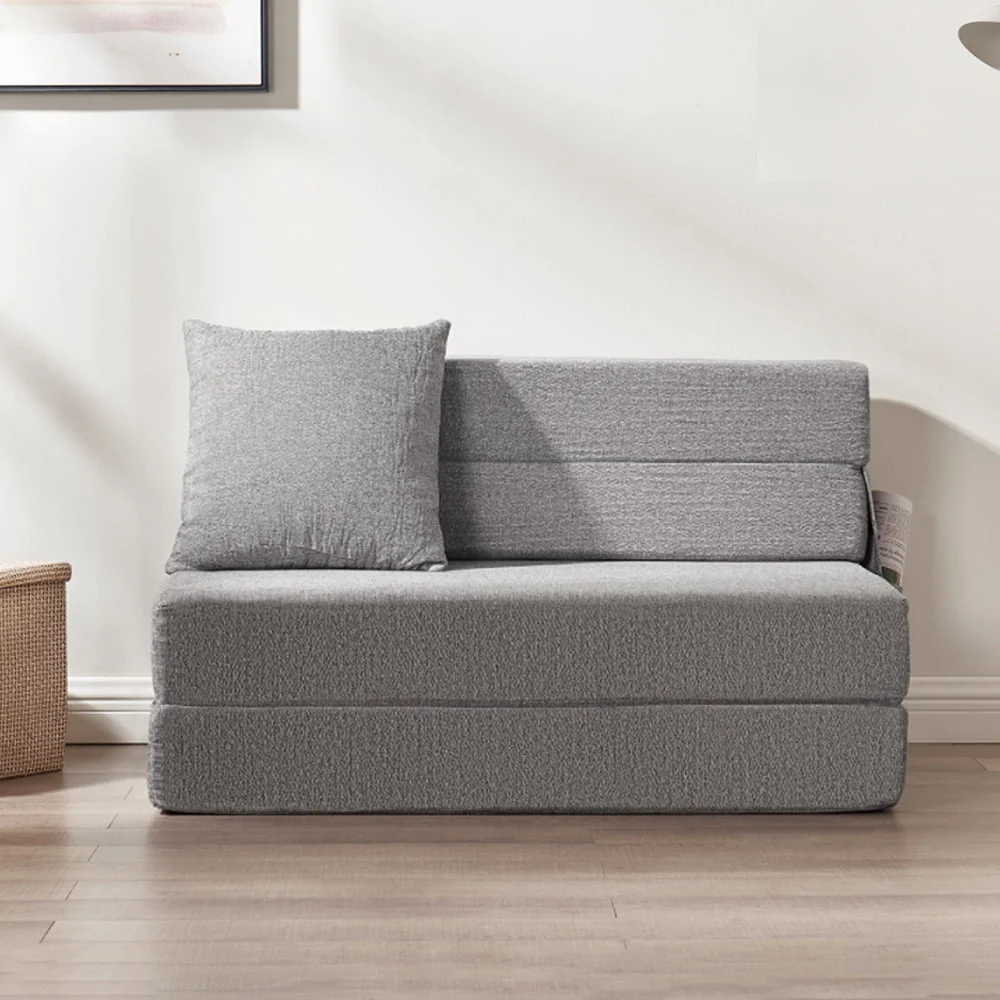 5 in 1 Folding Convertible Sofa Bed 79 Corduroy Floor Couch Futon Pull Out Sleeper Loveseat Modular Boneless Sofa for Living Room Bedroom Grey — alternate angle showing full product