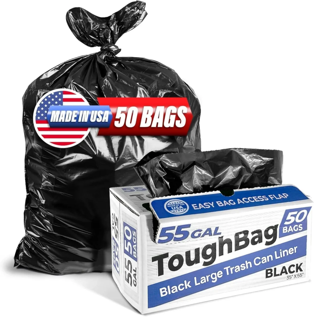 55 Gallon Trash Bags Heavy Duty Outdoor Garbage Bags 50 Count for Waste Lawn and Leaf 1 5 Mil — close-up detail of design and finish