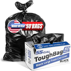 55 Gallon Trash Bags Heavy Duty Outdoor Garbage Bags 50 Count for Waste Lawn and Leaf 1 5 Mil