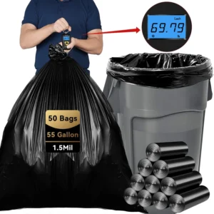 55 Gallon Trash Bags Heavy Duty Outdoor Garbage Bags 50 Count for Waste Lawn and Leaf 1 5 Mil