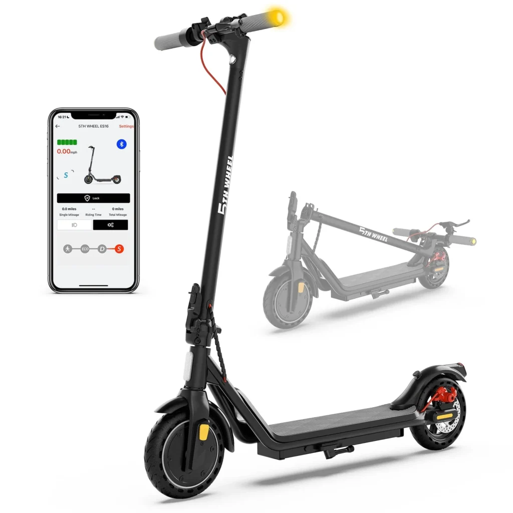 5TH WHEEL W16S 300W Electric Scooter Turn Signal 8 5 Solid Tires 18mph 12Miles Range Folding Commuting E Scooter Adults APP Control