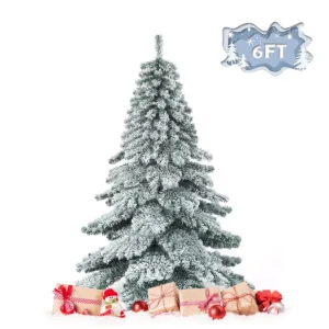 7 5ft Snow Flocked Hinged Artificial Christmas Pencil Tree w 1189 Mixed Tips