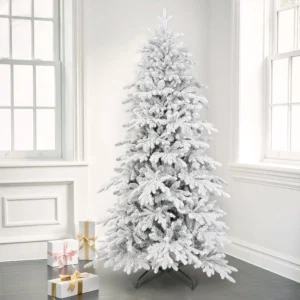 7 5ft Snow Flocked Hinged Artificial Christmas Pencil Tree w 1189 Mixed Tips
