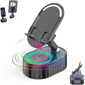 Adjustable Cell Phone Stand Wireless Induction Bluetooth Speaker HD Surround Sound Color Changing LED Light Non Slip Phone Holder Perfect Yoga Kitche