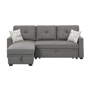 AENKYO 98 L Shaped Upholstered Sectional Sofa Couch with Storage Cup Holders Faux Leather Living Room Sofa Set Black