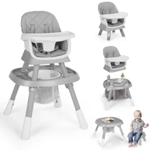 AILEEKISS 15 in 1 Baby High Chair Toddler Dining Booster Seat w Activity Center Grey