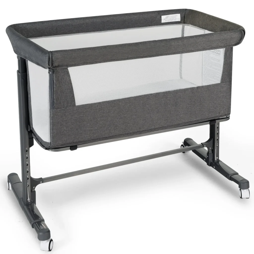 AILEEKISS Adjustable Bedside Bassinet – Portable Newborn Crib — alternate angle showing full product
