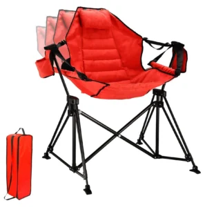 Ainfox Outdoor Hammock Camping Chair with Footrest Foldable Portable Rocking Chairs for Adults Outside Swinging Camp with Cup Holder Pillow Black 5