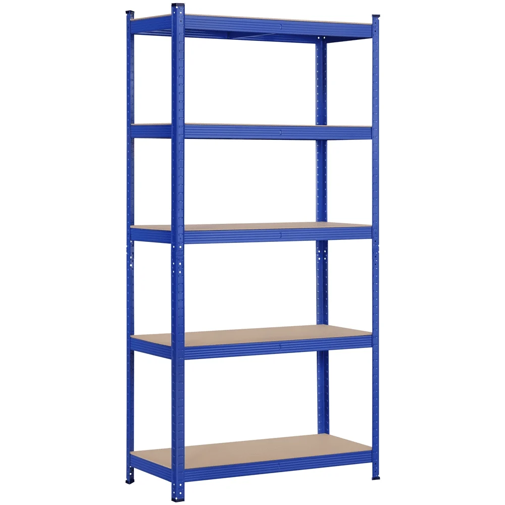 Alden Design 5 Shelf Boltless Adjustable Steel Storage Shelf Unit Blue Holds up to 330 lb Per Shelf — alternate angle showing full product