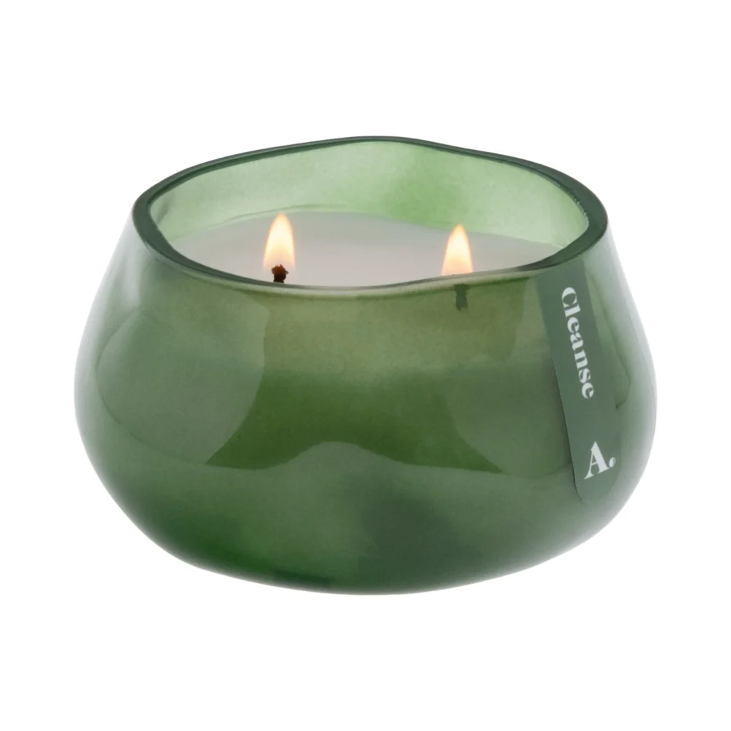 Allswell Organic Blown Glass Scented Candle – Calm Scent with Dustcover β close-up detail of design and finish