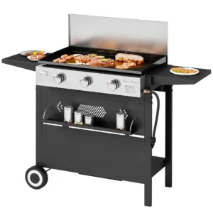 Alpha Joy 3 Burner Propane Gas Griddle Outdoor Flat Top Gas Grill Can Be Detached Table Top Griddle for Camping