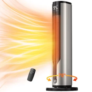 ALROCKET 1500W Tower Space Heater with Oscillation ECO thermostat for Indoor Bedroom Office Use