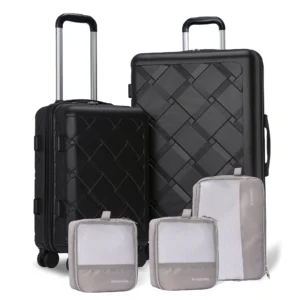 Amalodie luggage 6 Piece Rolling Hardside Luggage Set BEIGE