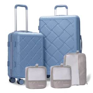 Amalodie luggage 6 Piece Rolling Hardside Luggage Set BEIGE