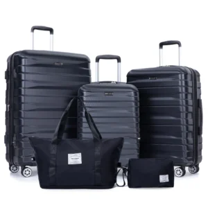 American Tourister Kontour 2 Piece Luggage Set with Spinner Wheels Carry On Medium Checked Black