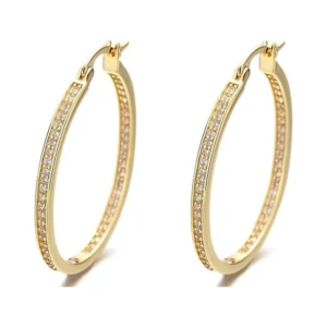 Amy and Annette 14K Gold Hoop Earrings with crystals from Swarovski