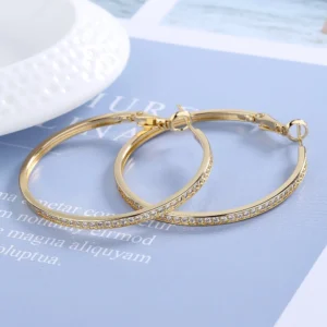 Amy and Annette 14K Gold Hoop Earrings with crystals from Swarovski