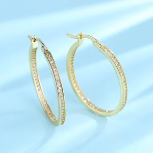 Amy and Annette 14K Gold Hoop Earrings with crystals from Swarovski