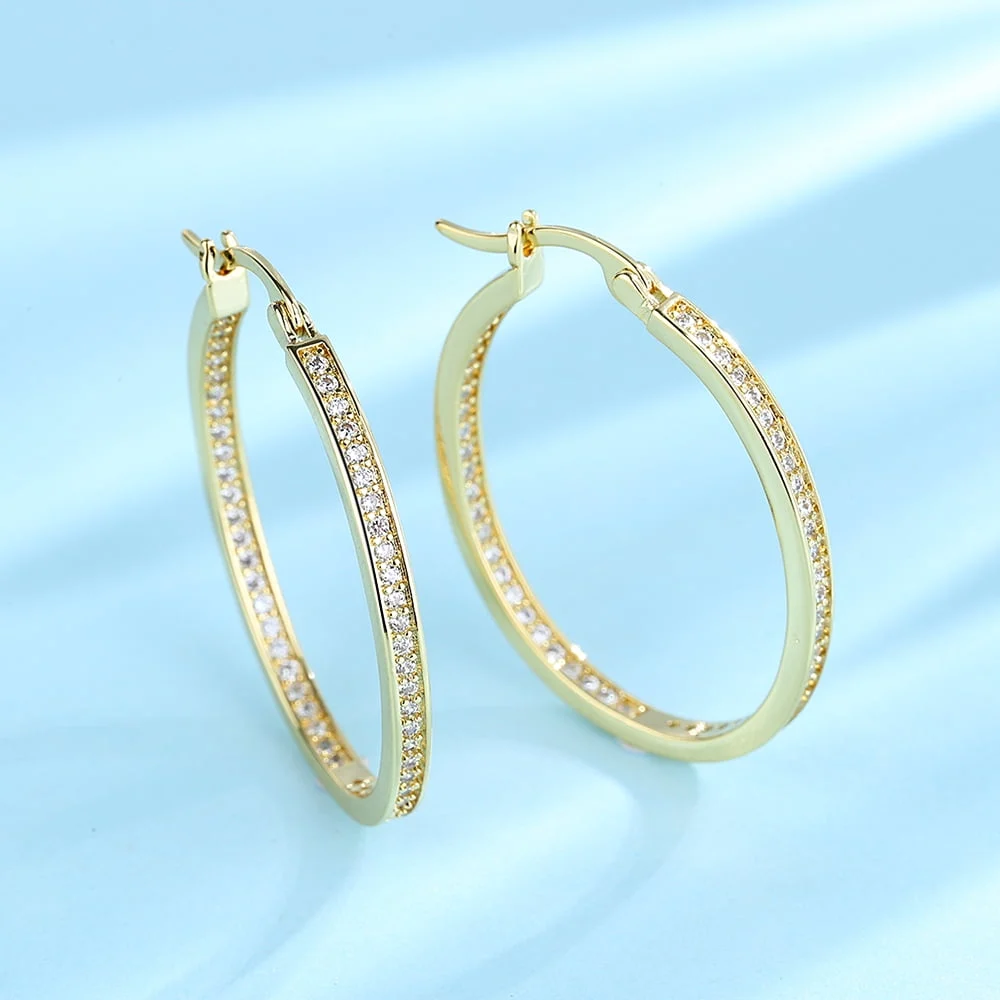 Amy and Annette 14K Gold Hoop Earrings with crystals from Swarovski