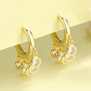 Amy and Annette 14K Gold Hoop Earrings with crystals from Swarovski