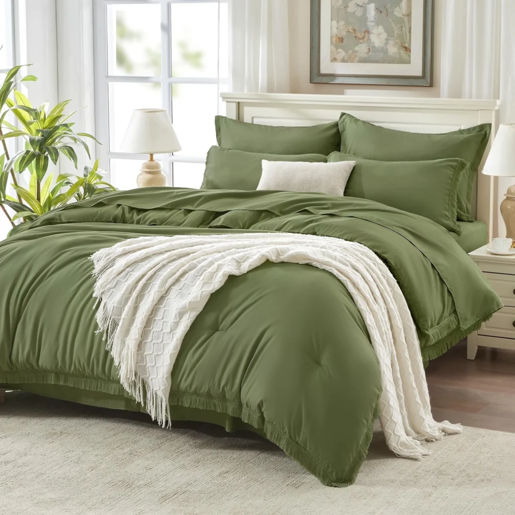 Andency King Size Comforter Set Sheets Burnt Orange 7 Pieces Bed Bag Boho Soft Lightweight Bedding Sets Terracotta Rust Tassel Bed Set Comforter Shee — close-up detail of design and finish