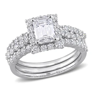 AnuClub 3 Carat Radiant Cut Moissanite Engagement Ring for Women D color VVS1 18K White Gold Plated S925 Silver Promise Ring