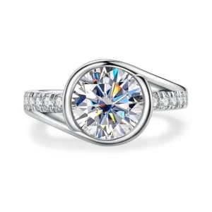 AnuClub 3 Carat Radiant Cut Moissanite Engagement Ring for Women D color VVS1 18K White Gold Plated S925 Silver Promise Ring