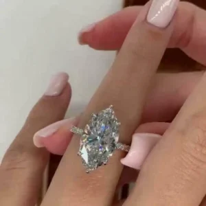 AnuClub 3 Carat Radiant Cut Moissanite Engagement Ring for Women D color VVS1 18K White Gold Plated S925 Silver Promise Ring