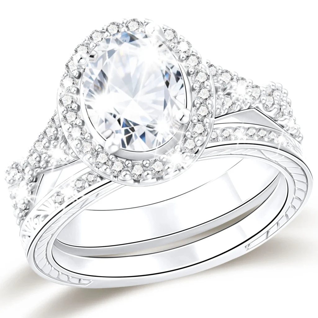 APSVO 18K White Gold Plated Stackable CZ Ring – Non-Tarnish S925 Silver — alternate angle showing full product